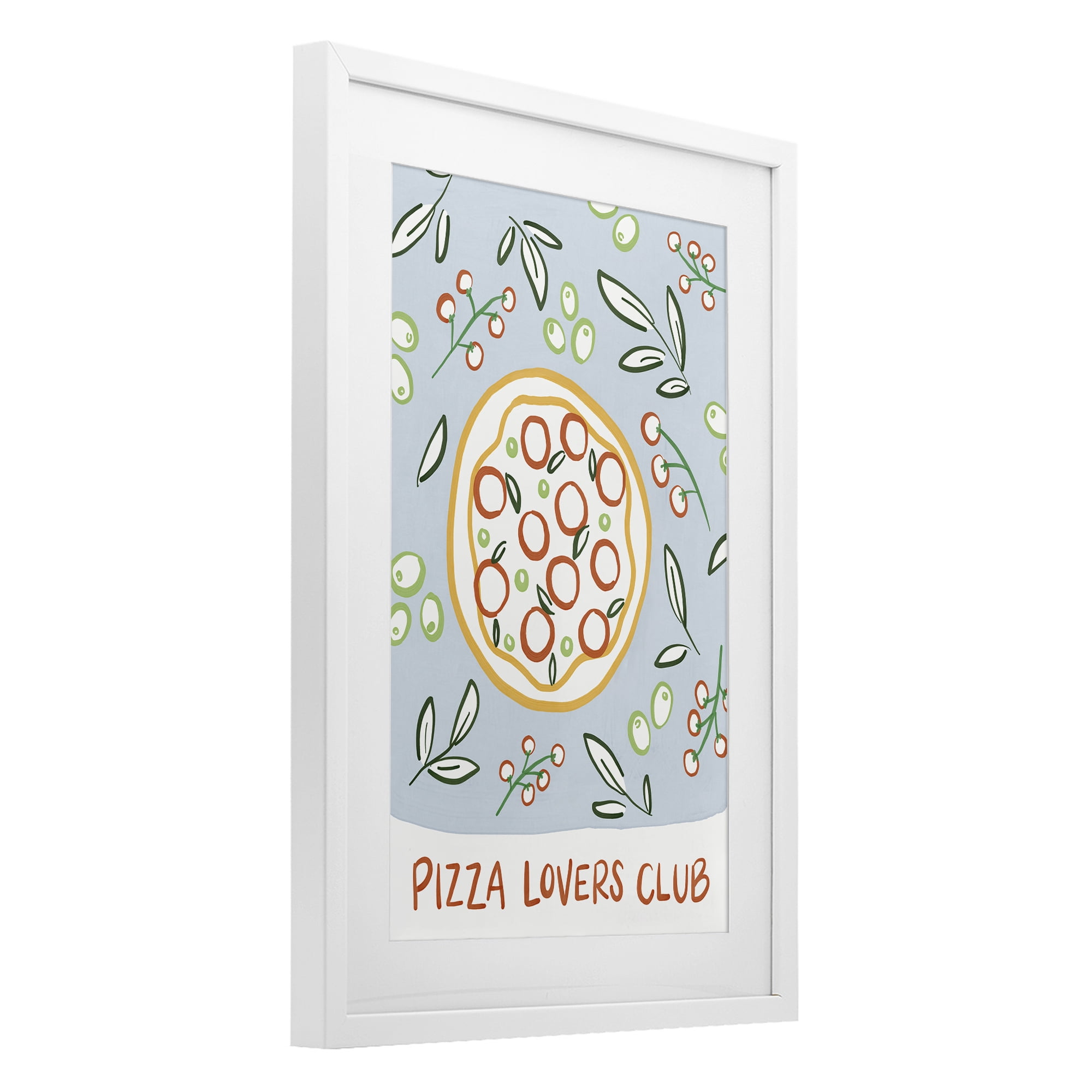 Stupell Industries Pizza Lovers Club White Framed Print Under Glass, design by Amanda Houston