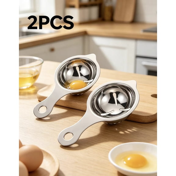 Vruelia 2 Pcs Stainless Steel Egg Seperator Divider Egg White Yolk Sifting Filter Holder Tools Kitchen Accessory