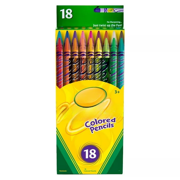 Crayolo Twistable Colored Pencils 18ct: School Supplies for Kids, Non-Toxic, Presharpened, Multicolor, Art & Stationery