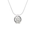thumbnail image 2 of Delight Jewelry Silvertone Crystal Initial - N - Gymnastics Ring Charm Necklace, 18", 2 of 4