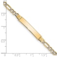 thumbnail image 2 of 5.3mm 14k Solid Yellow Gold Pave Figaro ID Bracelet 8 Inch Identification Bracelet for Women, 2 of 2