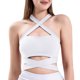 thumbnail image 1 of Playeras,Blusas y Tops,Ropa para Mujer Workout Tank Tops Mujer Mujeres vendaje cuello sin mangas Tops correr entrenamiento Yoga moda deportes Tops (White, M), 1 of 7
