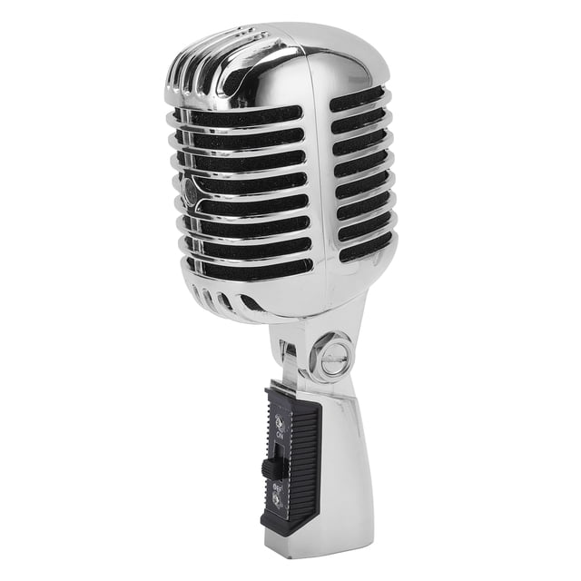 Microphone Vocal Rétro Classique Dynamique, Micro Cardioïde Vintage Ancien, Microphone Rétro Réglable pour Performance en Direct, Enregistrement Studio