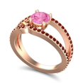 thumbnail image 2 of Diamond-Capitals 2.50 Carat Round Cut Pink Sapphire & Garnet Gemstone Latest Bridal Ring for her Solid 14K Rose Gold Size 8.5, 2 of 8