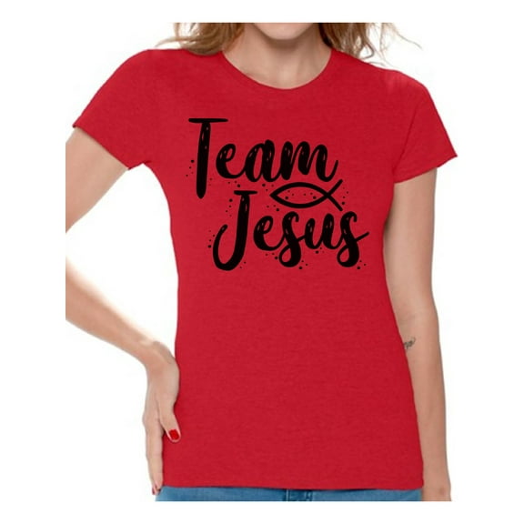 Awkward Styles Christian Clothes for Ladies Team Jesus Womens T-Shirt Black Tshirt for Girls Christian Gifts for Girl Jesus Shirts Jesus Team Clothing Collection for Women Jesus T Shirt for Her