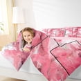 thumbnail image 4 of jejeloiu Pink Marble Patchwork Art Full Size Comforter Sets Kids,Abstract Print Bedding Sets,Reversible,3-Piece, 4 of 8