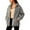 Gray, variant on Winter Fuzzy Fleece Jacket for Women Zipper Stand Collar Casual Loungewear Warm Coats with Pockets Outwear Gray L