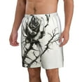 thumbnail image 2 of Kdxio Black And White Rose Pattern Mens Casual Shorts - Drawstring Summer Beach Sports Shorts for Men, 2 of 5