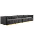 thumbnail image 2 of Modway Conjure Channel Tufted Performance Velvet 4-Piece Sofa in Gold Gray, 2 of 10
