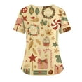 thumbnail image 3 of Womens Christmas Scrub Tops Cute Xmas Print Short Sleeve Nurse Working Uniforms Christmas Plus Size Scrub T Shirts, 3 of 5