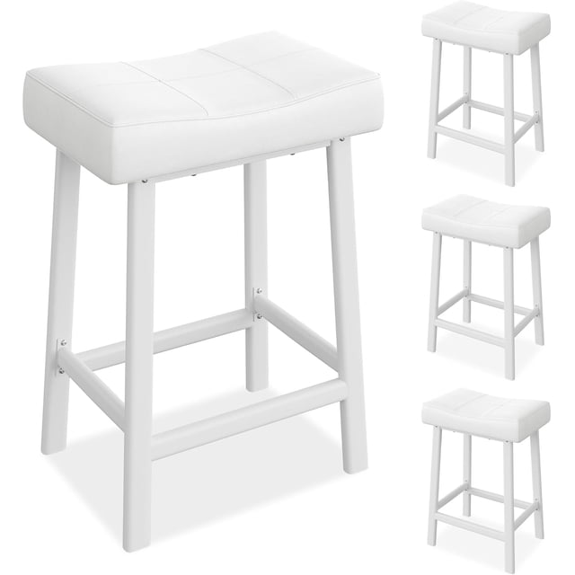 QinaQin Bancos para barra de 24 pulgadas con asiento curvo acolchado, diseño tapizado y fácil armado para isla de cocina o desayunador