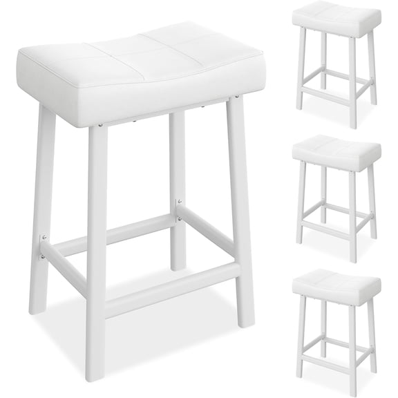 Accreate Counter Height Bar Stools, 24 Inch Barstools for Kitchen Island Counter, Upholstered Padded Barstools with Curved Surface, Easy Assembly