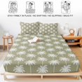 thumbnail image 5 of Full Size Fitted Sheet Set - Sage Green Palm Trees 3 Piece Bedding Sets 16" Deep Pocket Fitted Sheet with 2 Pillowcases, Tropical Summer Botanical Seaside Brushed Microfiber Hotel Luxury Bed Sheets, 5 of 9