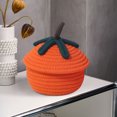 thumbnail image 4 of Halloween Pumpkin Basket with Lid, Halloween Woven Pumpkin Basket with Lid, Woven Storage Basket Pumpkin Design, Orange Woven Rope Basket for Kids, Baby, Trick or Treat Bucket, 4 of 4