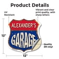 thumbnail image 2 of Alexander's Garage 12 inch X 12 inch Shield Shaped Heavy Duty 3.2 mil Vinyl Decal Weather Resistant, UV Protected To last, Gift for Dads and Uncles Classic Americana Crafted in the USA, 2 of 6