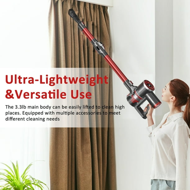 PrettyCare Cordless Stick Vacuum Cleaner Lightweight for Carpet Floor Pet Hair M2