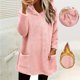 thumbnail image 2 of Sudaderas con capucha para mujer,Blusa de manga larga con capucha para mujer, cárdigan de punto holgado, tejido de poliéster, bolsillos, prenda cálida de invierno para el hogar, sopatenor, 2 of 9