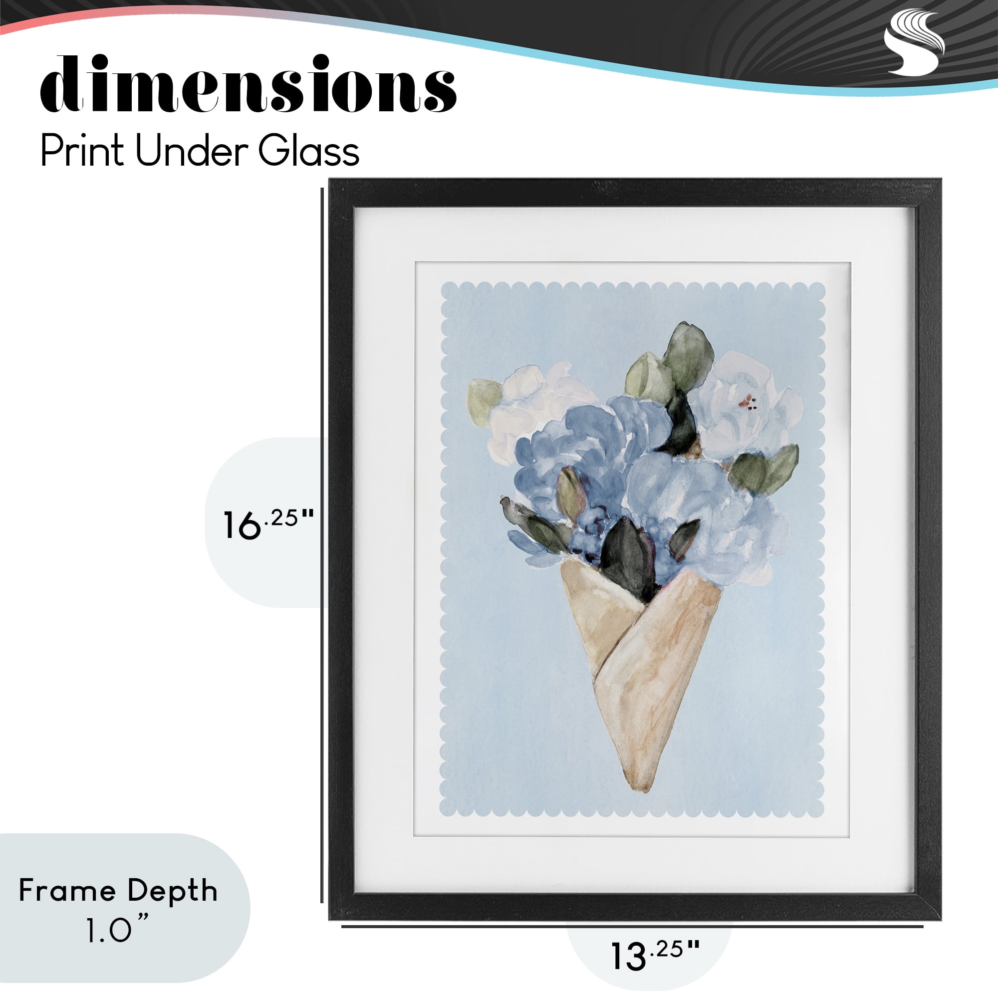Stupell Industries Blue Gift Bouquet Black Framed Print Under Glass, design by Lanie Loreth