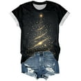 thumbnail image 4 of UngA Christmas T Shirts for Women Merry and Bright Shirt Xmas Holiday Tshirt Christmas Lights Tee Tops Women Christmas Shirt (Black,M), 4 of 5