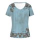 thumbnail image 3 of Tops Cortos para las Mujeres Impresión V-Cuello Suéter Blusa, Manga Corta de Poliéster Top de Moda, Lavado a Mano Todas las Estaciones Desgaste Casual, 3 of 4