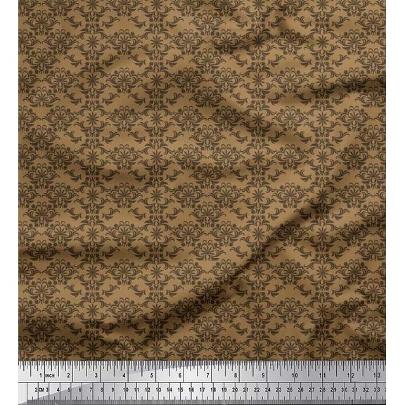 Soimoi Cotton Duck Fabric Artistic Floral Printed Fabric 1 Yard 42 Inch Wide