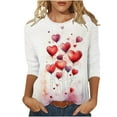 thumbnail image 3 of LSLJS T Shirts for Women Plus Size Crewneck 3/4 Sleeve Tops Cute Cozy Valentine's Day Heart Print Tee Blouses, Gifts for Women, S-5XL, 3 of 6