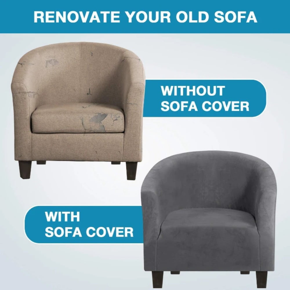 ATJIA Velvet Tub Chair Covers for Armchairs Club Chair Slipcover Wing Back Covers High Stretch Sofa Covers for Living Room