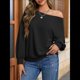 thumbnail image 4 of Sudadera Holgada Informal de Larga con Hombros Descubiertos para Mujer, Estilo Jersey de Otoño Negro XL, 4 of 8
