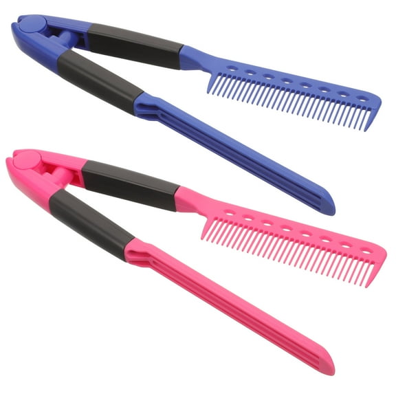 SKISUNO 2Pcs Portable Straightening Brush for Outdoor Use Pink .4X1.6X0.8in