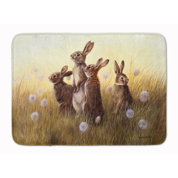 Rabbits in the Dandelions Machine Washable Memory Foam Mat