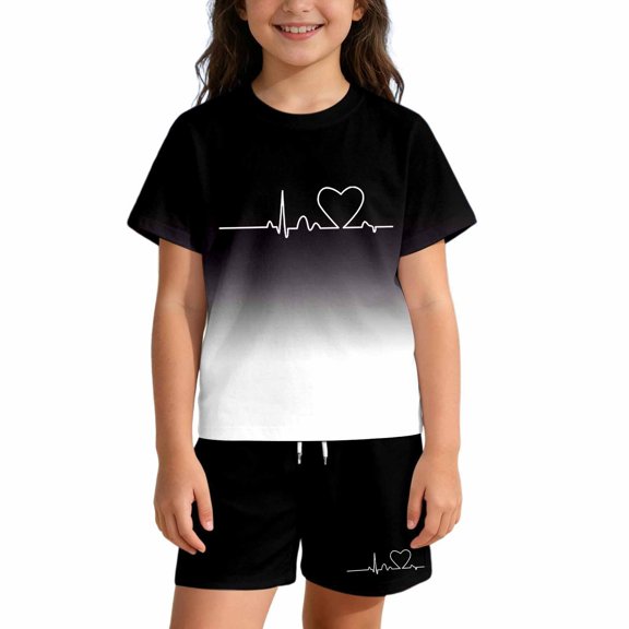 Tiijoy Toddler Girls Summer Outfits Gradient Short Sleeve T Shirt Shorts Set, Sizes 2-3
