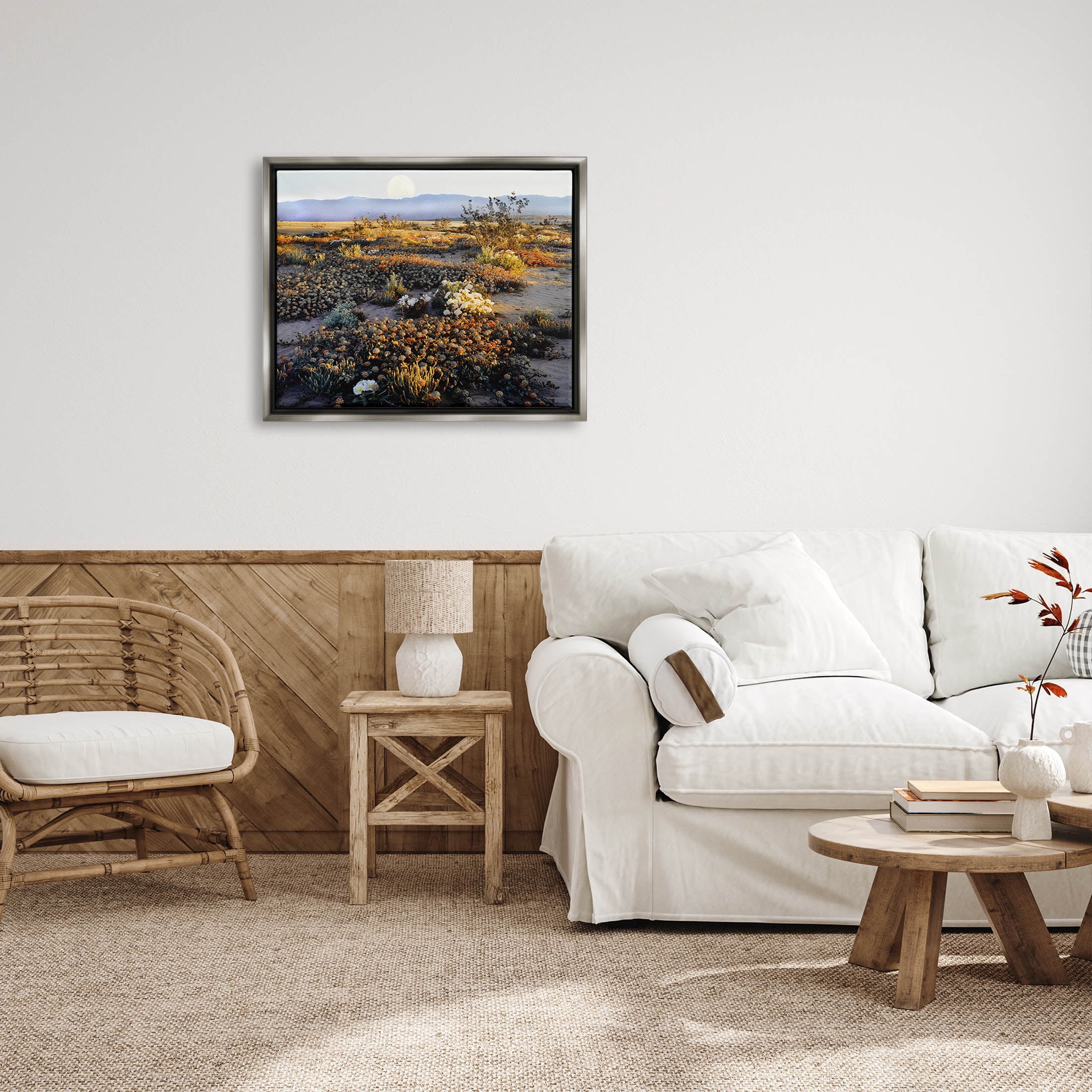 Mountain View Desert Vegetation Landscape Photograph Luster Gray Framed Art Print Wall Art