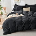 thumbnail image 2 of Black Twin Comforter Set Seersucker 5 Pieces, All Season Luxury Bed in a Bag for Bedroom, Bedding Set with Comforters, Sheets, Pillowcase & Sham, 2 of 16