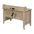 OneSpace Executive Desk with Hutch, USB and Charger Hub, Wood Grain
