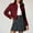 Red, variant on Women's Wool Coat Lapel Zip Up Copped Jacket Outerwear With Pockets Women Tops Packs Large Crop Top for Women Crop Too Top Lingerie Top Lace Layering for Women Lace Womens Camisole Lace Silk Top with