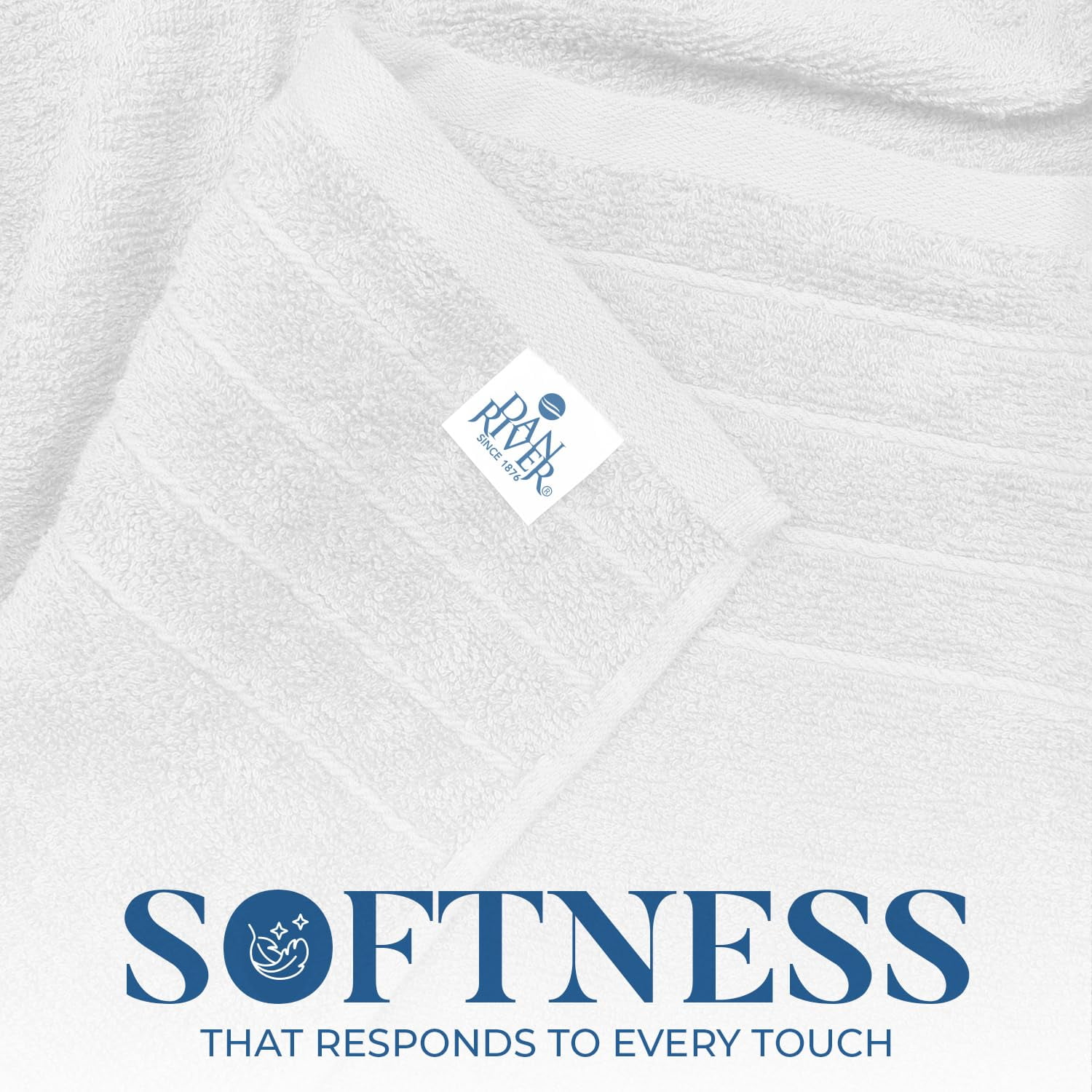Dan River Bath Towel 30x60 pack of 4 Ultra Soft Quick Drying Large Cotton Towel - White