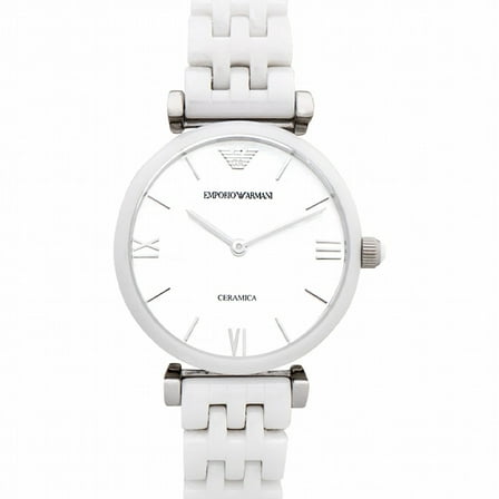 Emporio Armani Quartz White Dial Ceramic Ladies Watch AR1485
