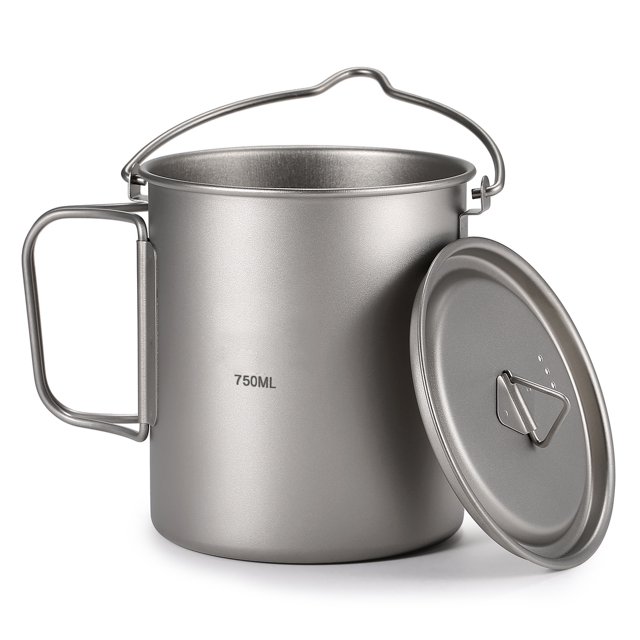 Ultralight 750 ml de titanio mac portátil taza de agua taza con tapa y plegable picnic de cocina para acamp al aire libre