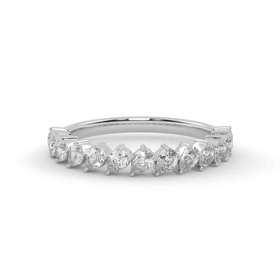 AFFY Half Eternity Wedding Band Ring, 1.70 Cttw Pear Cut Lab Grown Diamond Rings for Women In 14K White Gold Over 925 Sterling Silver F-G-H, SI Quality Ring Size-4