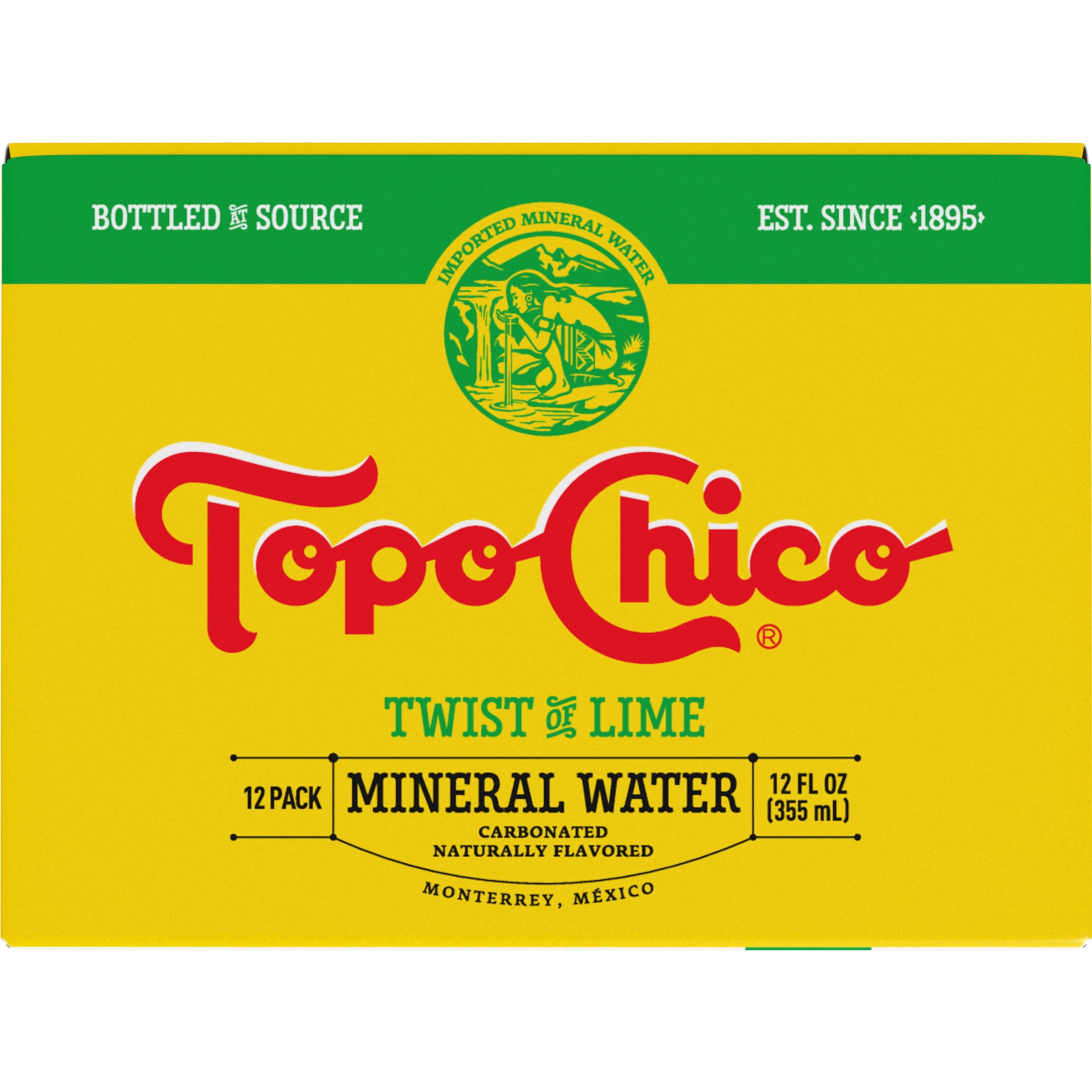 Topo Chico Mineral Water Twist of Lime Sparkling Water Glass Bottles, 12 fl oz, 12 Pack