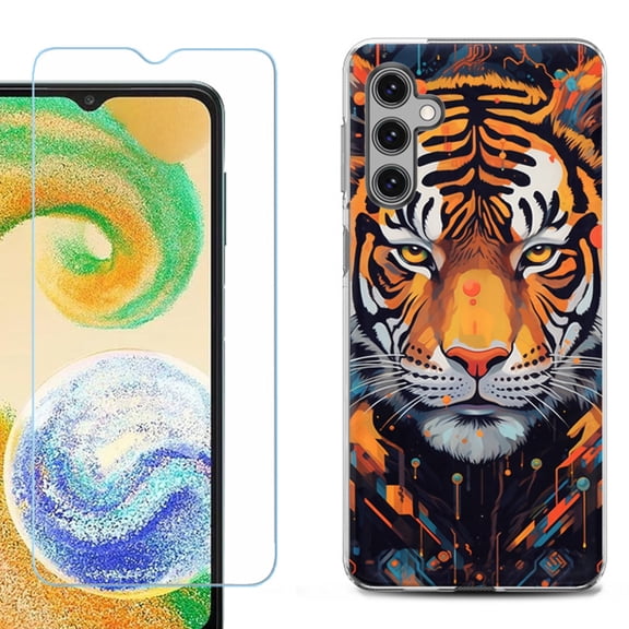 OneToughShield ® Compatible with Samsung Galaxy A25 5G, Shockproof Phone Case, with Tempered Glass Screen Protector - Cyberpunk Tiger