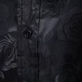 thumbnail image 5 of Mens Short Sleeve Fashion Button Up Shirt Rose Print Casual Slim Dress Shirt Black XXL, 5 of 8