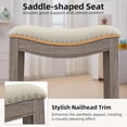 thumbnail image 3 of Westice Bar Stools Set of 2, Counter Height Stools Saddle Seat, 27” Vintage Linen Fabric Chairs with Wood Legs and Nailhead Upholstered Seat for Kitchen Island, Beige, 3 of 9