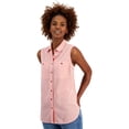 thumbnail image 1 of Nautica Womens Solid Button Up Shirt, Pink, Large, 1 of 1