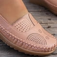 thumbnail image 6 of Women's Hollow Out Leather Loafers Slip On Walking Flat Barefoot Shoes Casual Non Slip Driving Walking Shoe Red Size 9, 6 of 8
