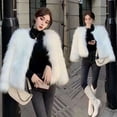 thumbnail image 2 of Women's Faux Fur Jacket Autumn Winter Warm Loose Plush Coat Casual Female Furry Cardigan for Street Office Date, 2 of 7