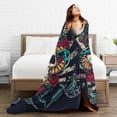 thumbnail image 6 of XMXY Fleece Throw Blanket for Couch, Vintage Colorful Skull Rose Lightweight Plush Fuzzy Cozy Soft Bed Blankets and Throws for Sofa, 50"x40" inches, 6 of 8