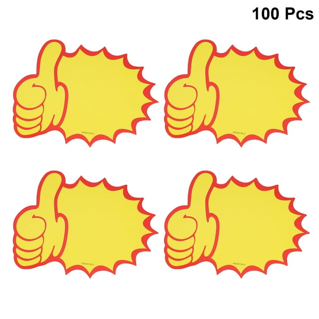 100pcs Price Tags Yellow Thumb Shaped Highlighting Price Label Hanging Tags Price Signs for Grocery Store