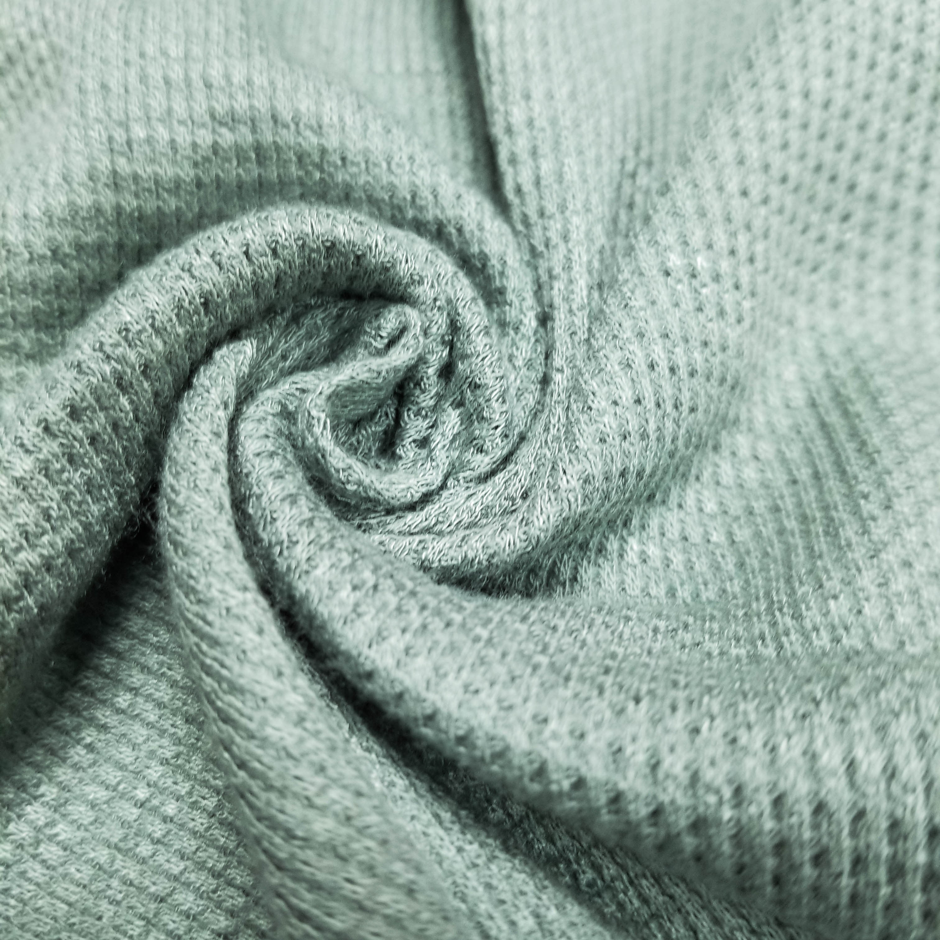 Greenish Solid Thermal Knit Rayon 