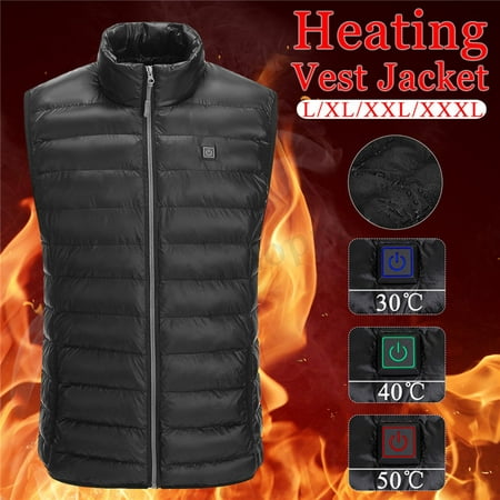 USB Men Electric Heating Vest Jacket Winter Warm Heated Pad Winter Body